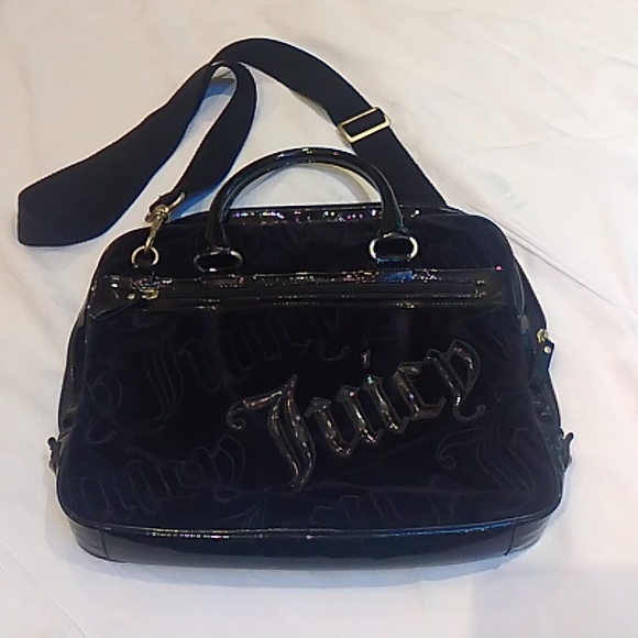 Juicy Couture Handbags - Vtg Juicy Couture Black Velour Computer Bag Handles and Shoulder Strap